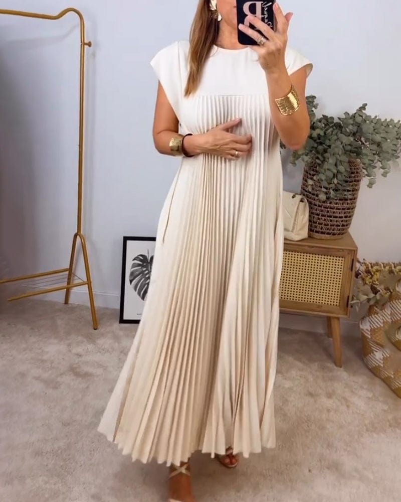 Pamela|Robe Sans manches Chic Plissé