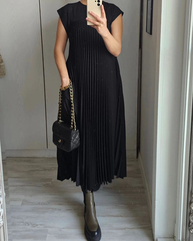 Pamela|Robe Sans manches Chic Plissé