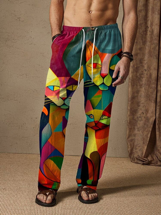 Cyril | Pièces Décontractées à Imprimé de Chat Vintage