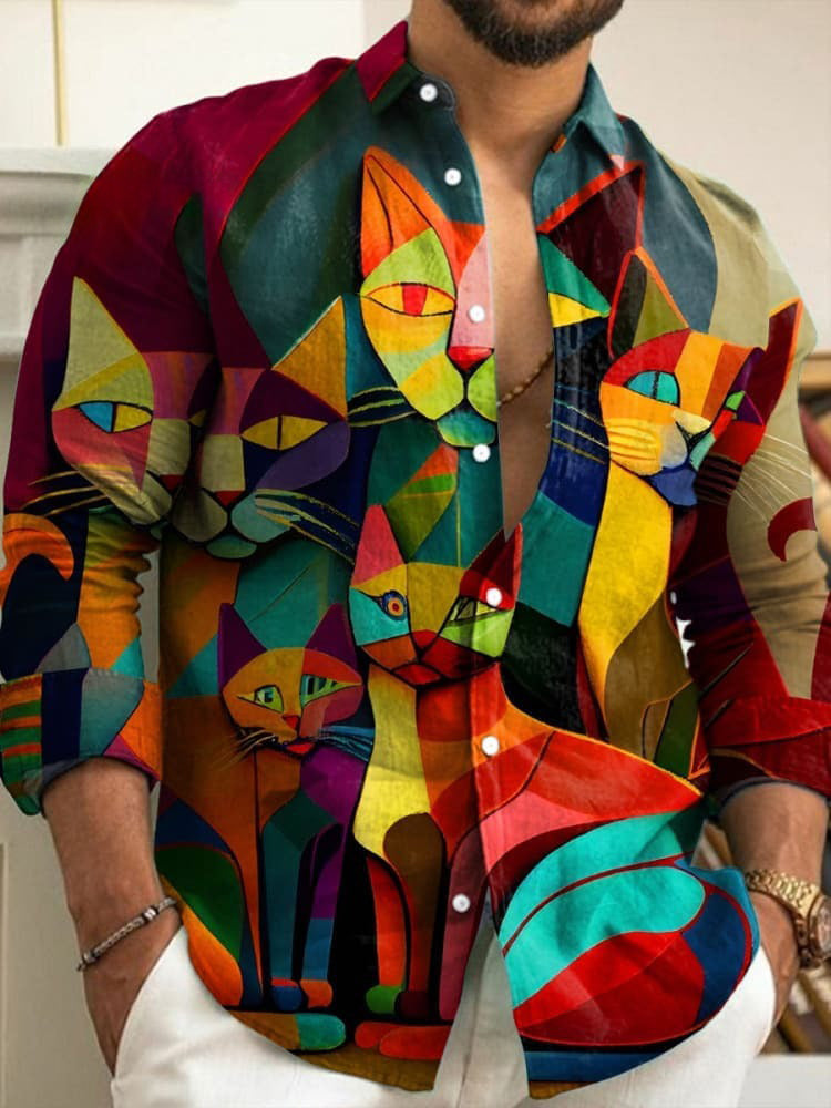 Cyril | Pièces Décontractées à Imprimé de Chat Vintage