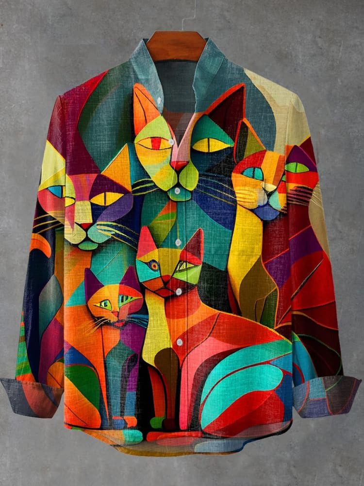 Cyril | Pièces Décontractées à Imprimé de Chat Vintage