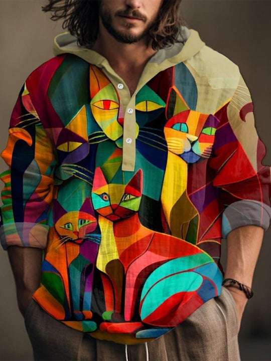 Cyril | Pièces Décontractées à Imprimé de Chat Vintage