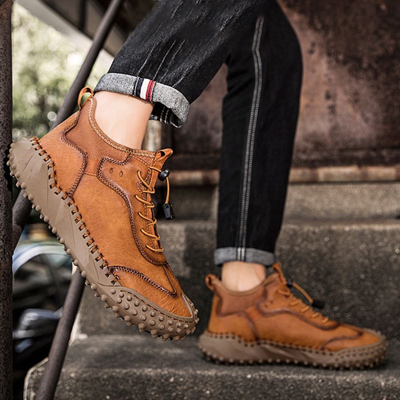 James|Baskets décontractées en cuir cousues à la main