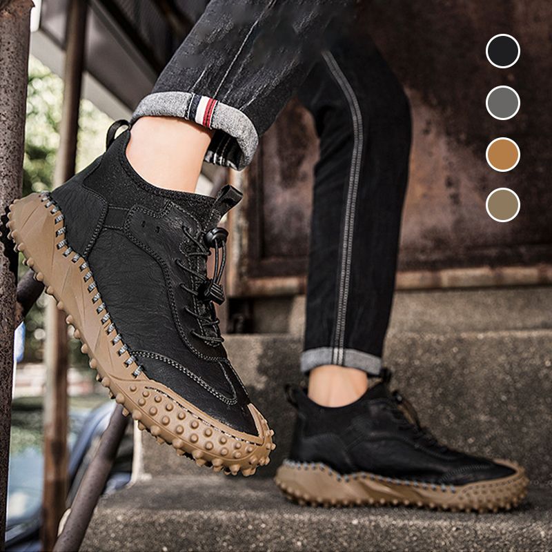 James|Baskets décontractées en cuir cousues à la main