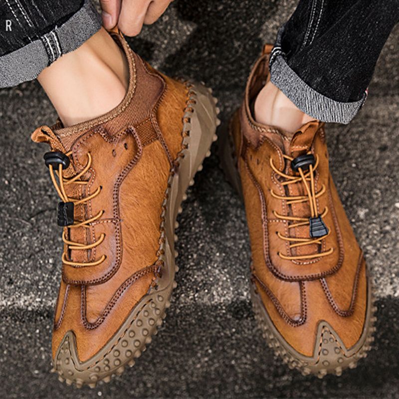 James|Baskets décontractées en cuir cousues à la main