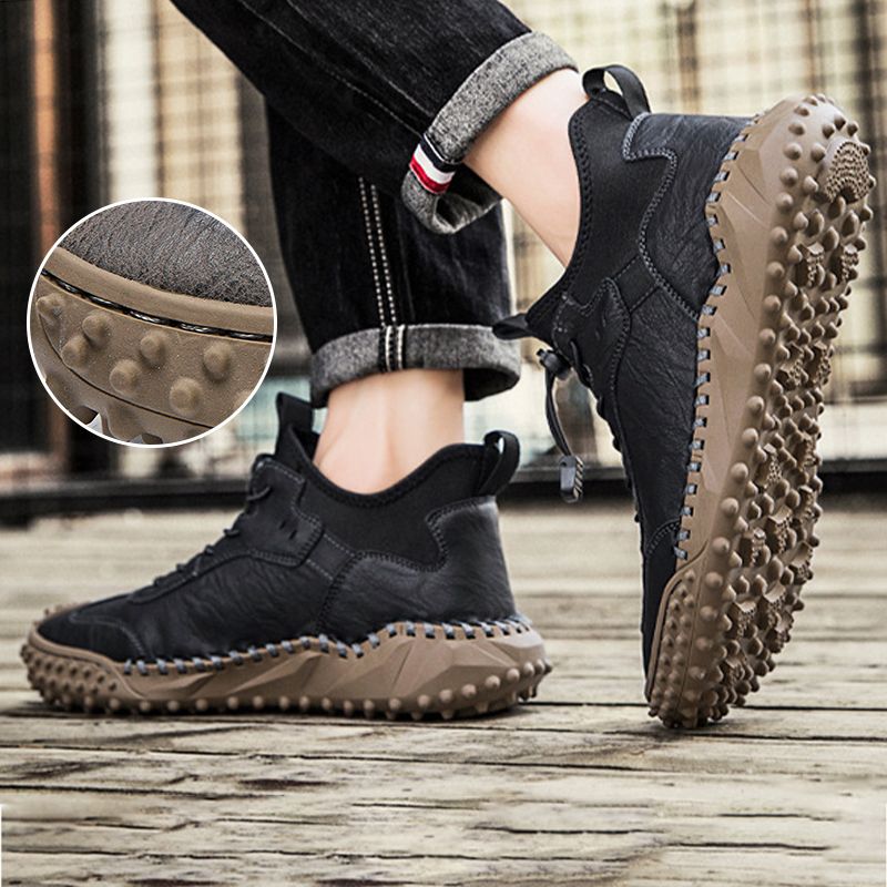 James|Baskets décontractées en cuir cousues à la main