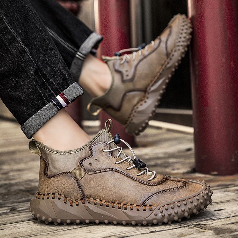 James|Baskets décontractées en cuir cousues à la main