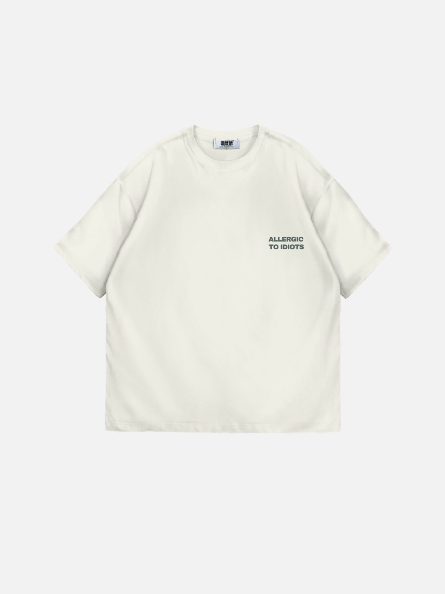 Oversize Statement T-shirt - White Onyx and Green