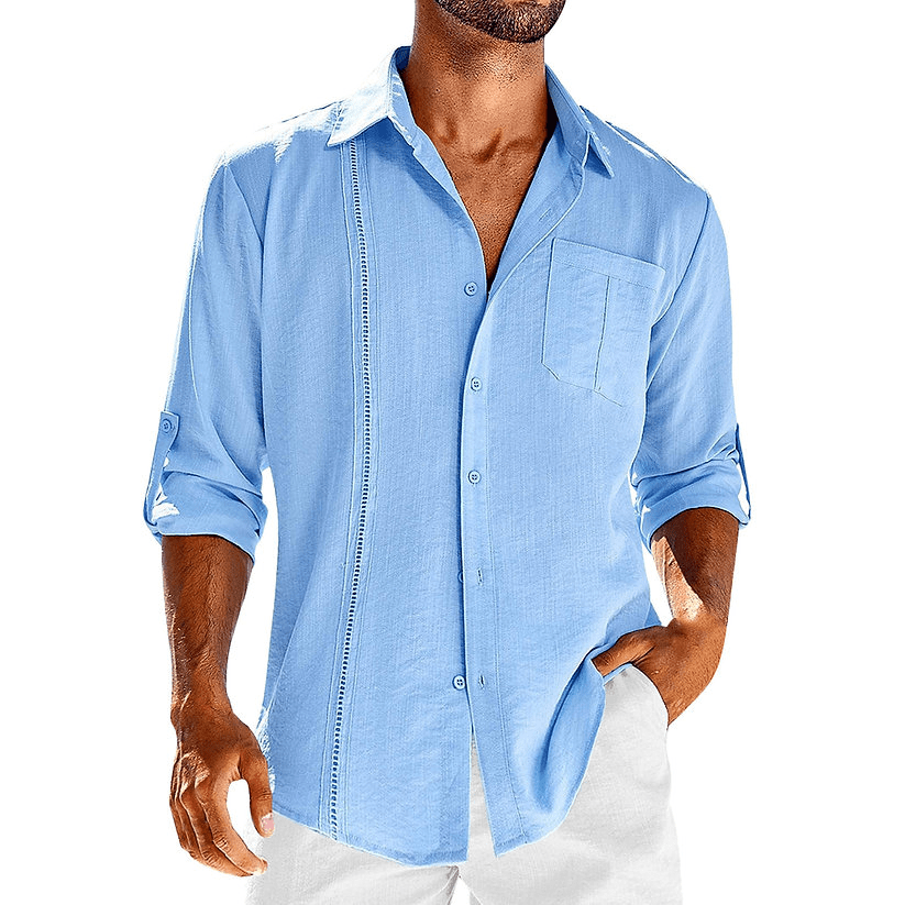Adrien｜Chemise cubaine en lin coupe décontractée