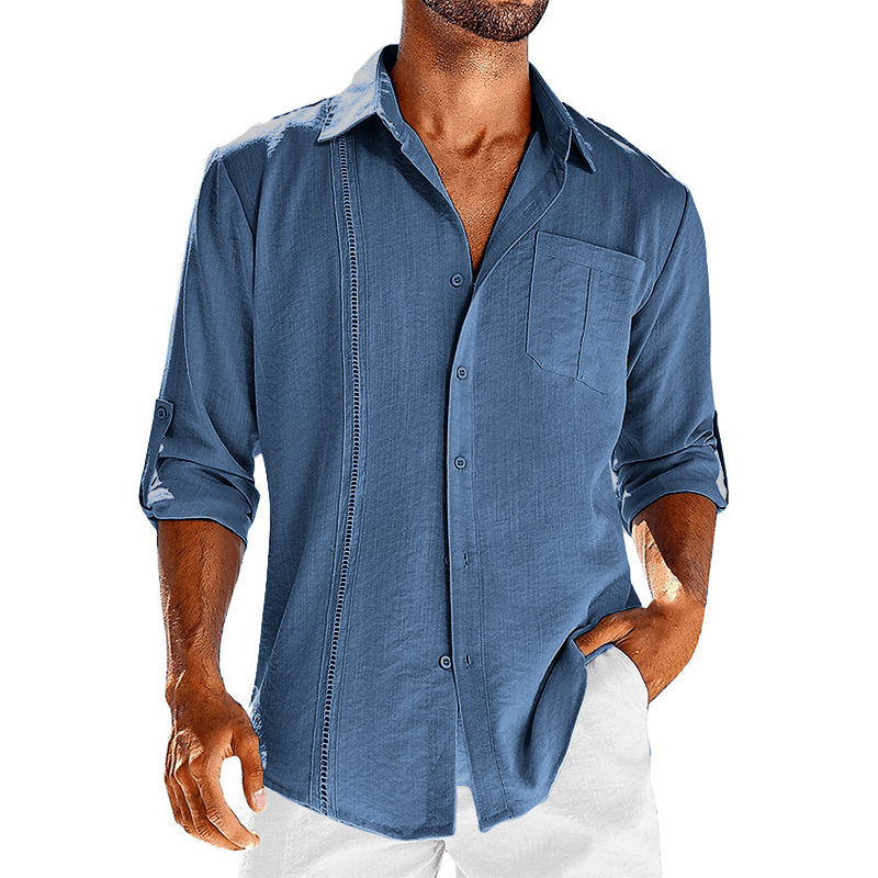 Adrien｜Chemise cubaine en lin coupe décontractée