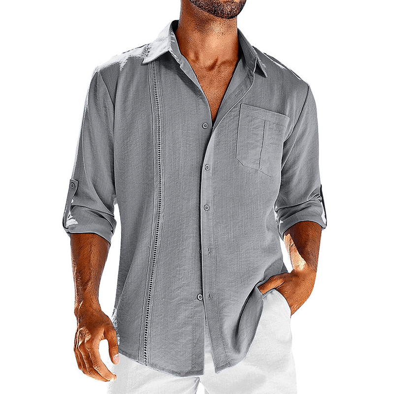 Adrien｜Chemise cubaine en lin coupe décontractée