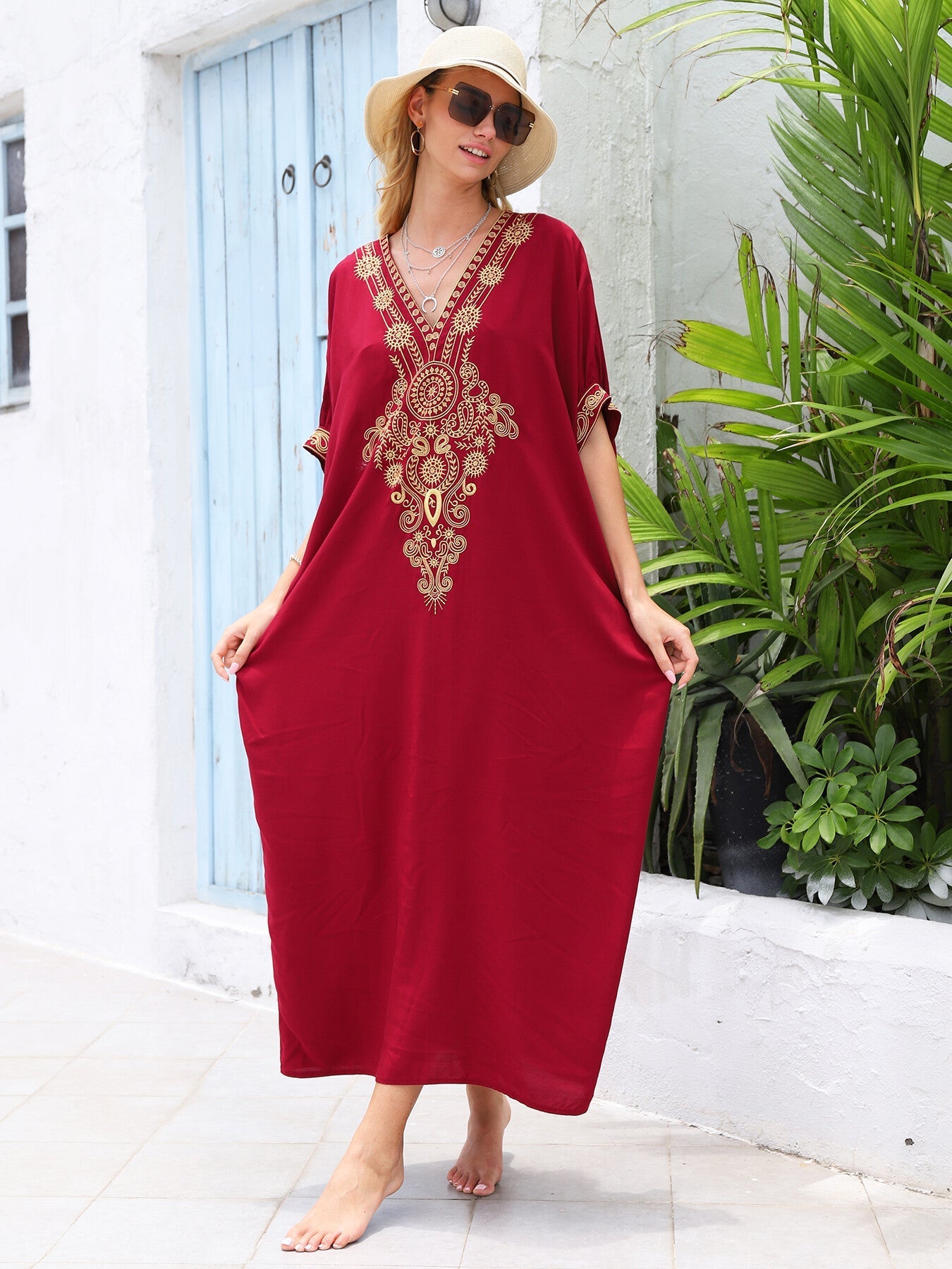 Robe d'Été Brodée en Bambou