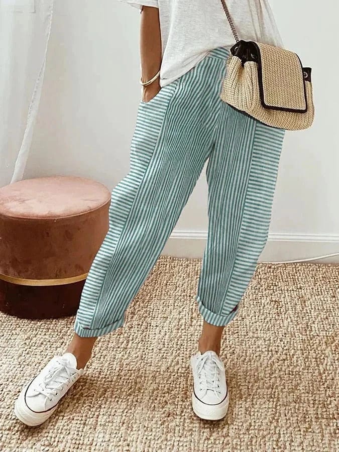 Sandrine｜Pantalon en coton à rayures