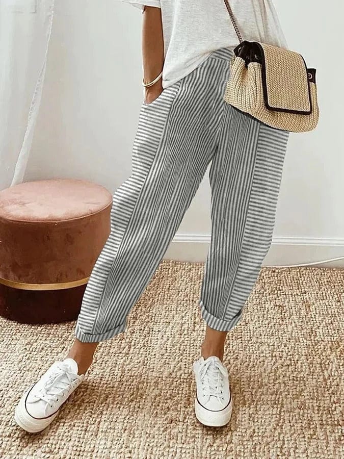 Sandrine｜Pantalon en coton à rayures