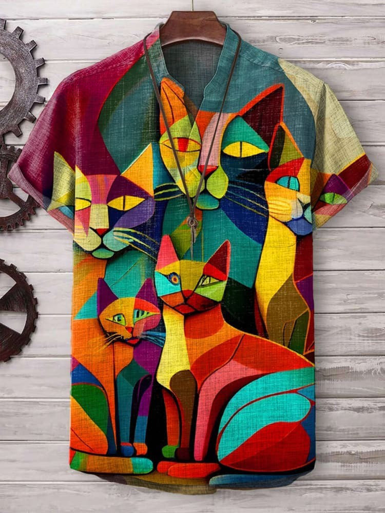 Cyril | Pièces Décontractées à Imprimé de Chat Vintage