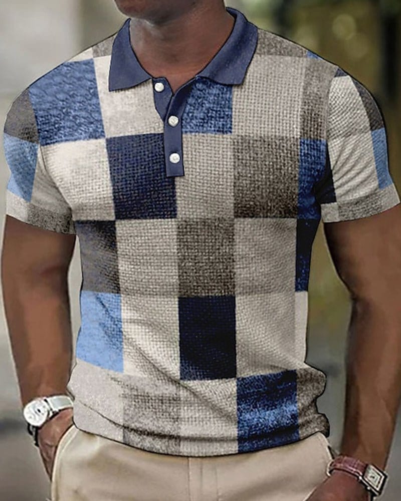 Polo Julien à manches courtes et motif à carreaux
