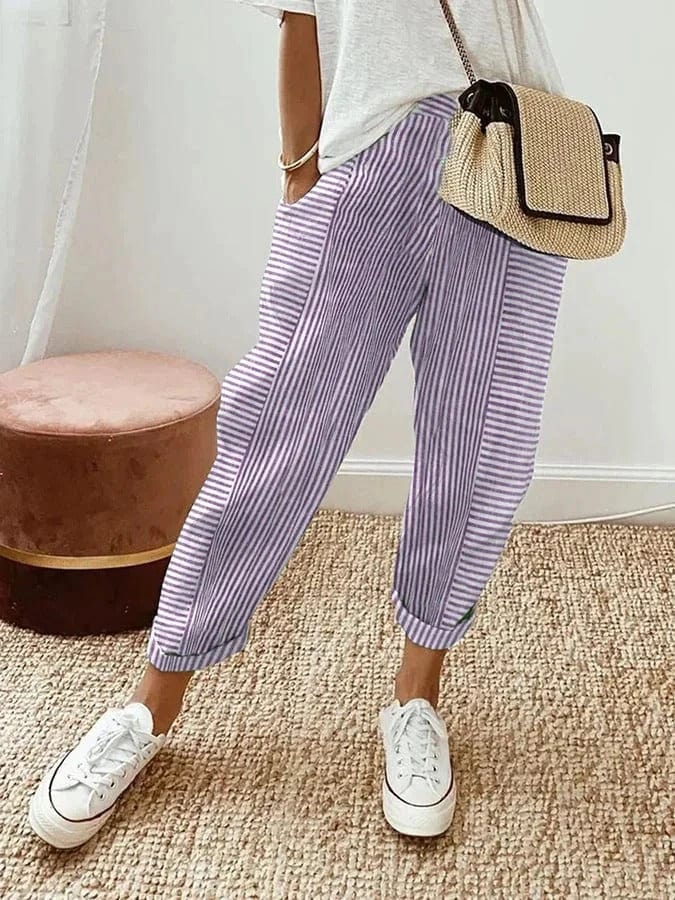 Sandrine｜Pantalon en coton à rayures