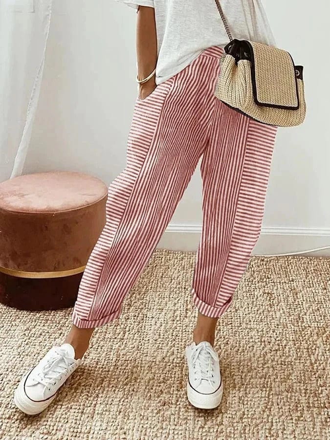 Sandrine｜Pantalon en coton à rayures